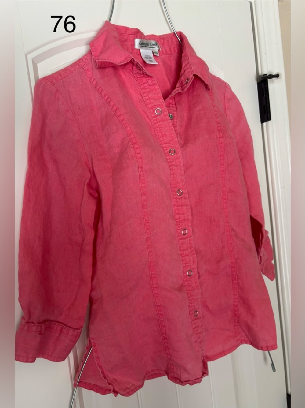 Coldwater Creek Coral Pink Button-Front Linen Shirt